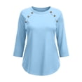 thumbnail image 7 of Otntypg Womens Blouses Dressy Casual 3/4 Length Sleeve Tops Spring Summer Business Work Crewneck T-Shirts Casual Beach Vacation Tunic Shirt, 7 of 7