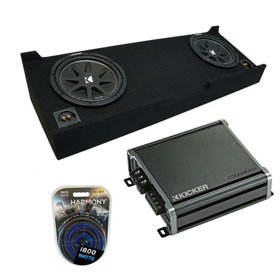 2007-2013 GMC Sierra Crew Cab Truck Kicker Comp C10 Dual 10" Sub Box & CXA800.1