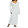 thumbnail image 1 of Women Long Sleeve Bodycon Sweater Dress Ribbed Knit Slim Fit Maxi Long Dress, 1 of 6