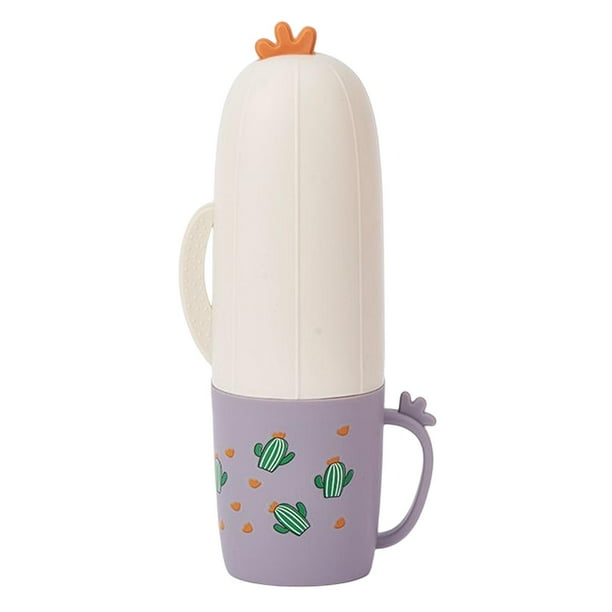 Vaso para cepillo de dientes de viaje, soporte portátil para pasta de dientes, vaso de lavado con dibujos animados para baño Gris