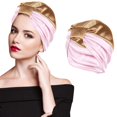 thumbnail image 1 of 1PC Women Imitation Silk Double-layer Night Cap Cross Twisted Hair Cap Headgear, 1 of 3