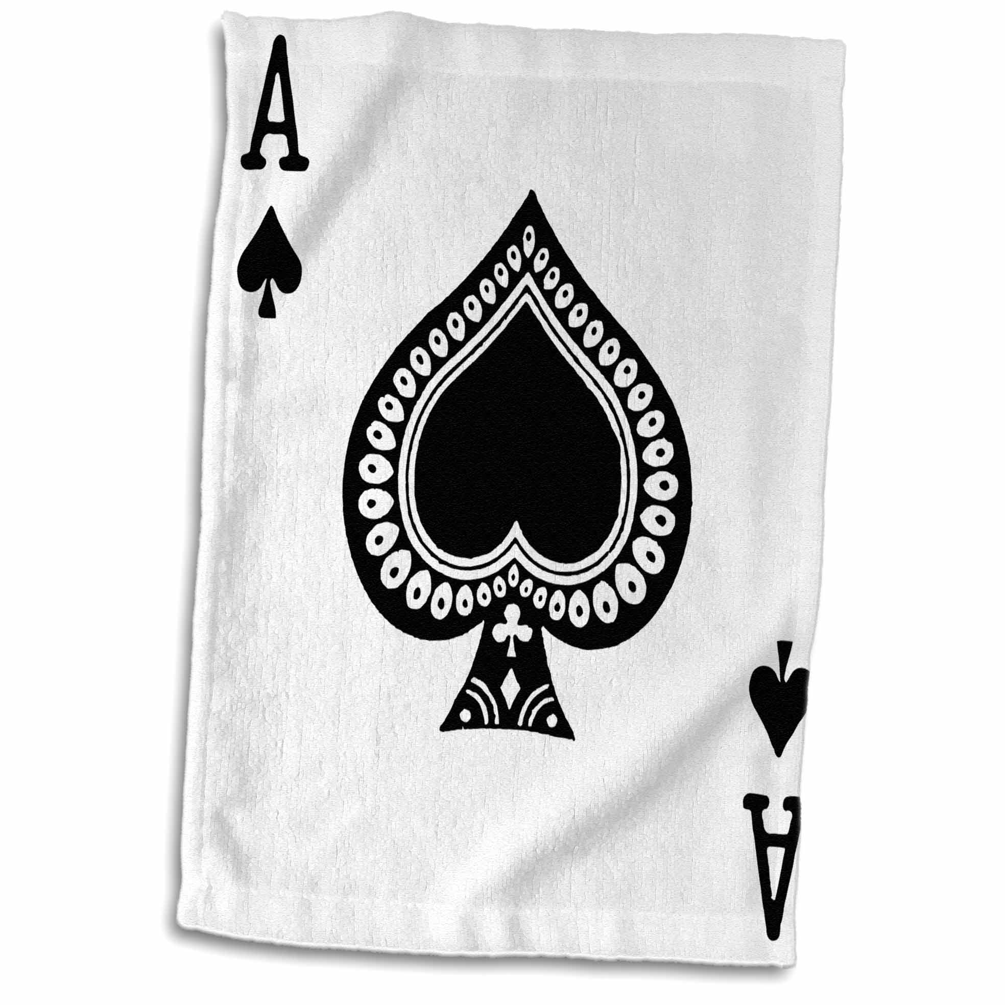 3dRose Playing Cards Cool Design Towel 15 x 22 Black and White Popular Image 