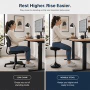 Wobble Stool Height Adjustable Standing Desk Stool, 24-34 Inch Active Sitting Balance Stool with 360° Swivel and Cushioned Seat, Black