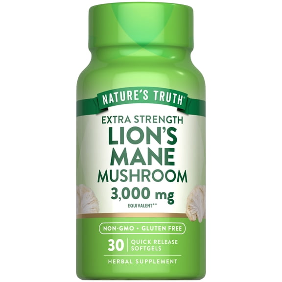 Lions Mane Extract | 3,000mg | 30 Softgels | Non-GMO & Gluten Free | by Nature's Truth