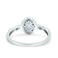 thumbnail image 3 of Simulated Cubic Zirconia Size-5 Halo Vintage Floral Art Deco Wedding Bridal Ring Oval 925 Sterling Silver, 3 of 7