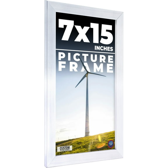 7x15 Frame Silver Stainless Steel Solid Wood Picture Frame | 0.75 Inch Moulding Width | Includes UV