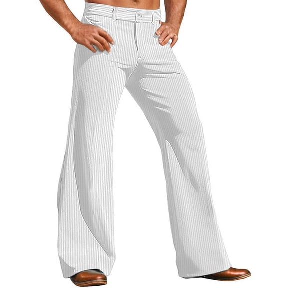BSDJILFG Dress Pants for Men Vintage Corduroy Suit Pants Relaxation Slim Flared Bootcut Bell Bottom Full Length Business Trouser with Pockets