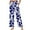 Cow Print Blue White, variant on Leaf Print White Navy Blue Womens High Waist Casual Pants Drawstring Wide Leg Vacation Comfy Lounge Trousers Stylish Flowy Loose Fit Slacks with Side Pockets, L