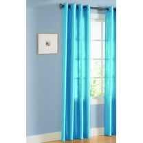1 PANEL Nancy  SOLID TURQUOISE  SEMI SHEER WINDOW FAUX SILK ANTIQUE BRONZE GROMMETS CURTAIN DRAPES 55 WIDE X 63" LENGTH