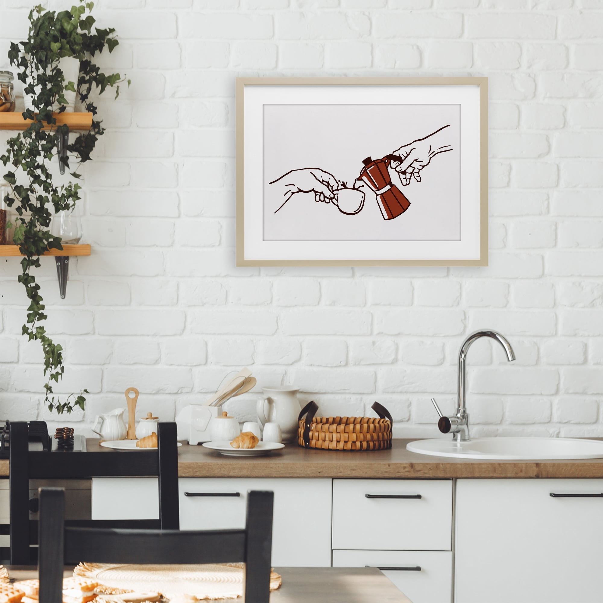 Stupell Industries Creation Of Coffee Classic Parody Birch Framed Print Under Glass, design by Tobe Fonseca