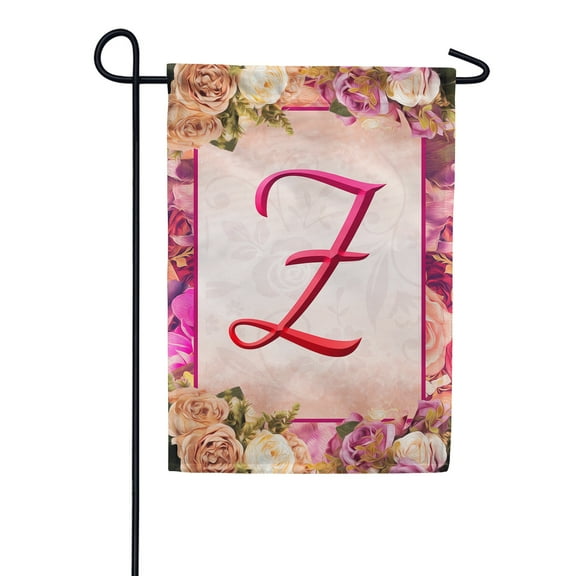 America Forever Spring Monogram Garden Flag Letter Z 12.5 x 18 inches Double Sided Vertical Outdoor, Yard, Lawn, Beautiful Floral Design, Garland, Roses and Summer Flowers Garden Flag