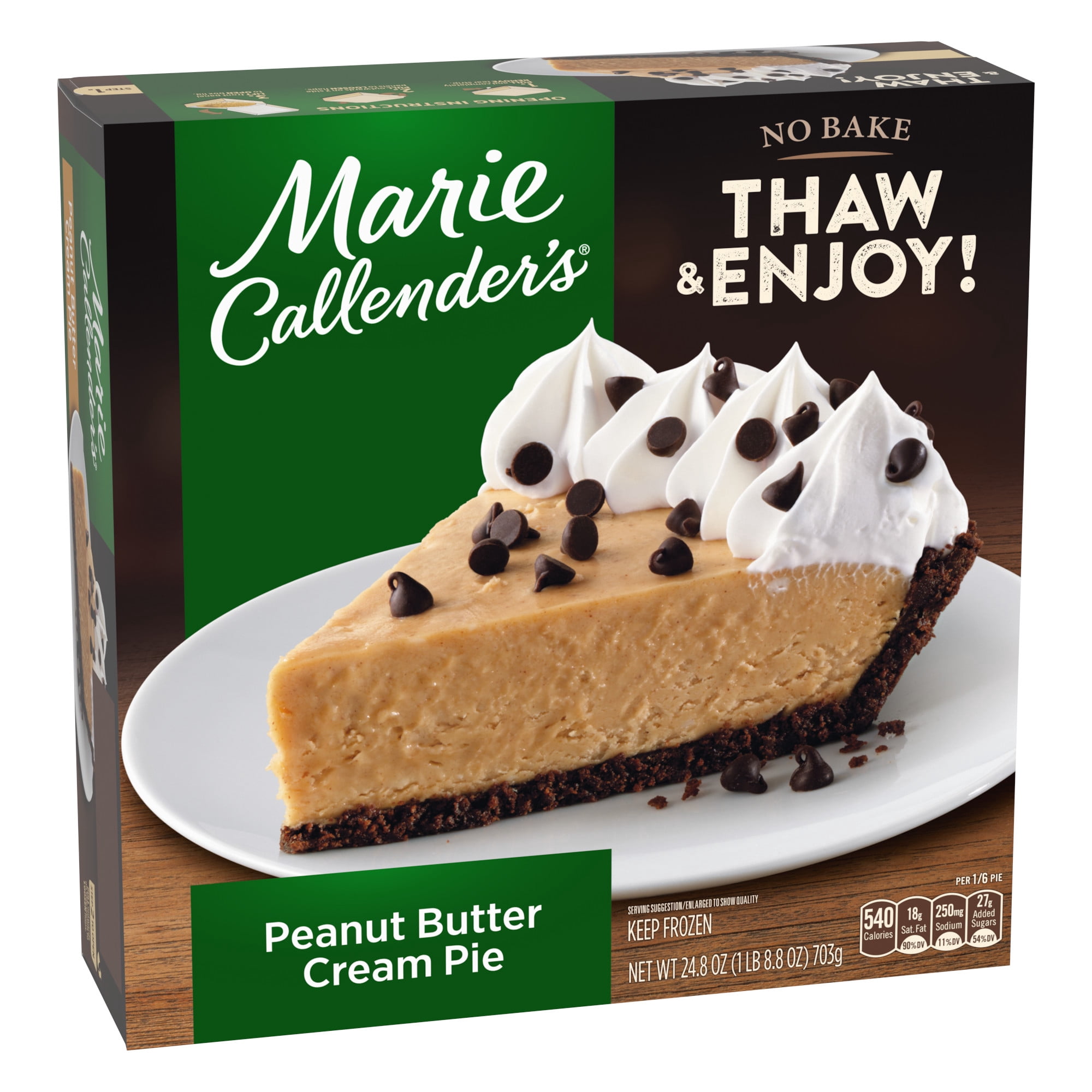 Marie Callender's Peanut Butter Cream Pie, Thaw & Enjoy Frozen Dessert, 24.8 oz.