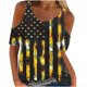 thumbnail image 1 of Fiudx Ofertas de La Semana Camisa de Cuello Redondo de Manga Corta con Hombros Descubiertos y Estampado Informal a La Moda para Mujer, 1 of 4