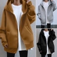 thumbnail image 2 of Women's Blouse Street Sweatshirt Zipper Fleece Loose Hooded Sweatshirt, 2 of 3