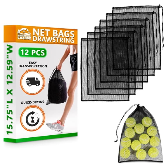 12Pcs Mesh Laundry Bags for Delicates - 13x15.5 inch Black Drawstring Bag Washable Laundry Bag Mesh Stuff Sack Nylon Mesh Bag - Sports Equipment Bag Cloth Bags Drawstring Backpack Organizer Small