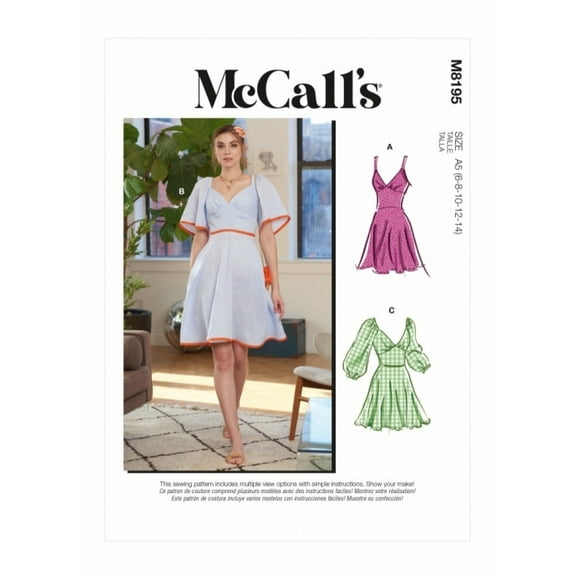 McCalls Sewing Pattern 8195 Dresses A5 (6-8-10-12-14)