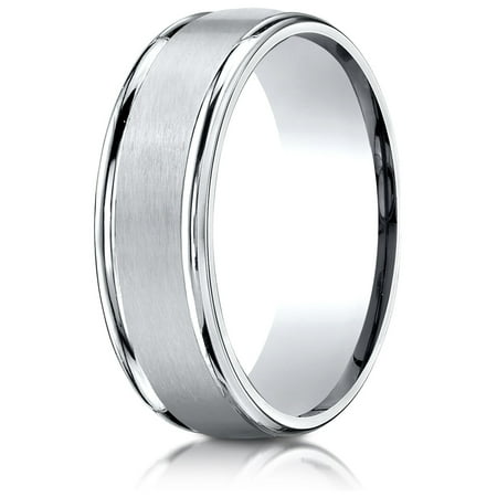 10k Gold 7mm Comfort-fit Satin Finish High Polished Round Edge Carved Design Band