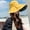 E-196 Yellow Black Glue Large Eave Empty Top Hat, variant on Sunscreen Hat For Women With UV Protection And Can Be Tied In A Ponytail Hat. Summer Black Rubber Sunshade Hat With A Large Brim And An Empty Top Sun Hat