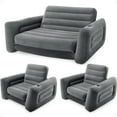 thumbnail image 1 of Intex Queen Size Inflatable Pull-Out Sofa Bed Couch and Chair Sleeper, Dark Gray, 1 of 12