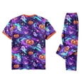 thumbnail image 4 of Halloween Pajamas, Family Matching Pajamas, Halloween Pajamas for Family, Halloween Family Pajamas Purple Galaxy Ghost Pumpkin Print Short Sleeve Pants Set for Holiday Celebration, Women M, 4 of 7
