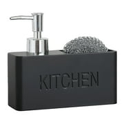 Kitchen Soap Dispenser With Sponge Holder, Washing Up Liquid Dispenser Set For Kitchen Sink (black, White, White Marble, Sand Yellow)