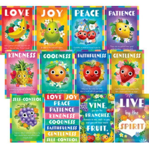 Teacher Created Resources Fruit of the Spirit 15.75" x 11" Small Poster Pack 12 Posters/Set