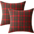 thumbnail image 6 of Christmas Set of 2 Scottish Tartan Throw Pillow Covers Farmhouse Classic Plaid Decorative Couch Pillows Home Decor for Sofa Living Room Bed 18x18 Inch, Red, 6 of 6