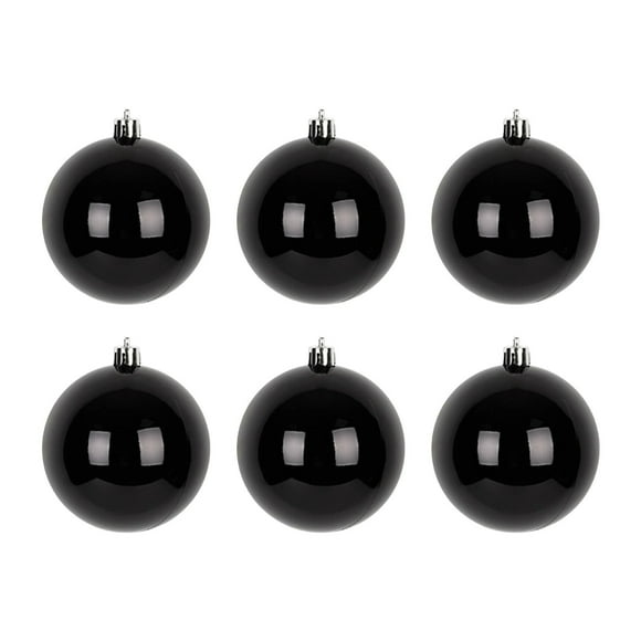 Black Christmas Ornaments Set 6 Pack Hanging Ball Baubles For Christmas Tree Decoration 3 in Diameter Plastic