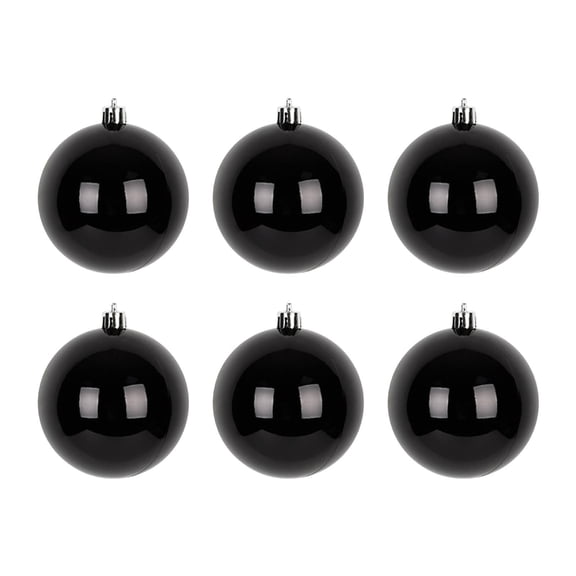 Bfogop 6Pcs Shiny Black Ball Christmas Ornaments, Hanging Baubles for Xmas Tree Decoration, 3.15inch Decorative Ball Ornaments Shatterproof Xmas Decorations Set for Holiday Decor