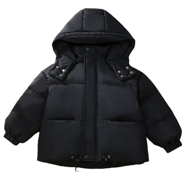 YUNAFFT Kids Hooded Winter Coat Solid Color Warm Long Sleeve Insulated Jacket Stylish Practical