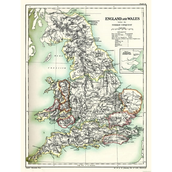 Historic Map - England Wales Norman Conquest - Poole 1902 - Vintage Wall Art