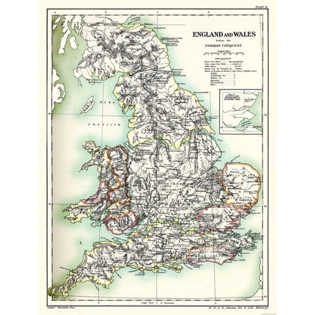 Historic Map - England Wales Norman Conquest - Poole 1902 - Vintage Wall Art