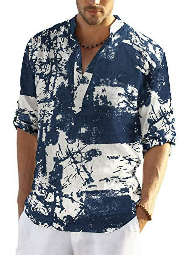 COOFANDY Linen Shirt Long Sleeve Casual Stylish T Shirts for Men - Walmart.com