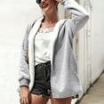 thumbnail image 1 of Puntoco Mujer Otoño/Invierno Color sólido Solapa Manga larga Cárdigan Chaqueta con capucha de felpa tops Rollbacks Puntoco Puntoco-4016, 1 of 9