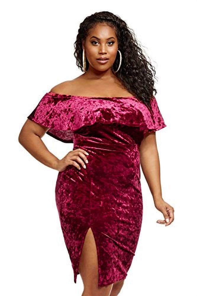 Fashion To Figure Plus Size Finley Off The Shoulder Velvet Dress Walmart.com