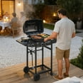 thumbnail image 2 of 2 Burner BBQ Propane Gas Grill with Side Burner, 24000 BTU Stainless Steel Outdoor Grill, 237 sq in Cooking Area with Side Tables, Black, 2 of 17