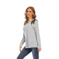 thumbnail image 4 of T-shirt Décontracté à Manches Longues Croisé Col Rond pour Femme, 4 of 8
