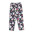 thumbnail image 4 of Naloa Rabbit And Rose Print Women’s Ultra-Soft Comfy Pajama Lounge Pants with Pockets & Drawstring, 4 of 8