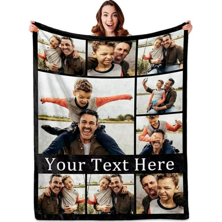 AISENIN Blanket Personalized Blanket with Picture Customized Blanket with Photos Customize Blanket Personalized Gifts for Him Her Dad Mom Adult Kids Women Men Friends Couples Boyfriend Girlfriend