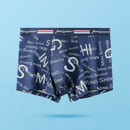 

ALSLIAO Mens Ice Silk Underwear Boxer Briefs Shorts Breathable Pouch Underpants Trunks Blue 3XL