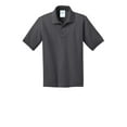 thumbnail image 5 of Port & Co Teen Unisex Regular Plain Short Sleeves Polo Charcoal Large, 5 of 6