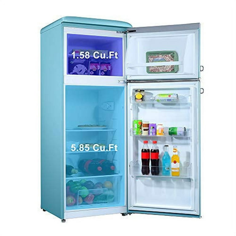  Galanz GLR10TBEEFR Retro Refrigerator with Top Freezer Frost  Free, Dual Door Fridge, Adjustable Electrical Thermostat Control, 10 cu ft,  Blue : Home & Kitchen