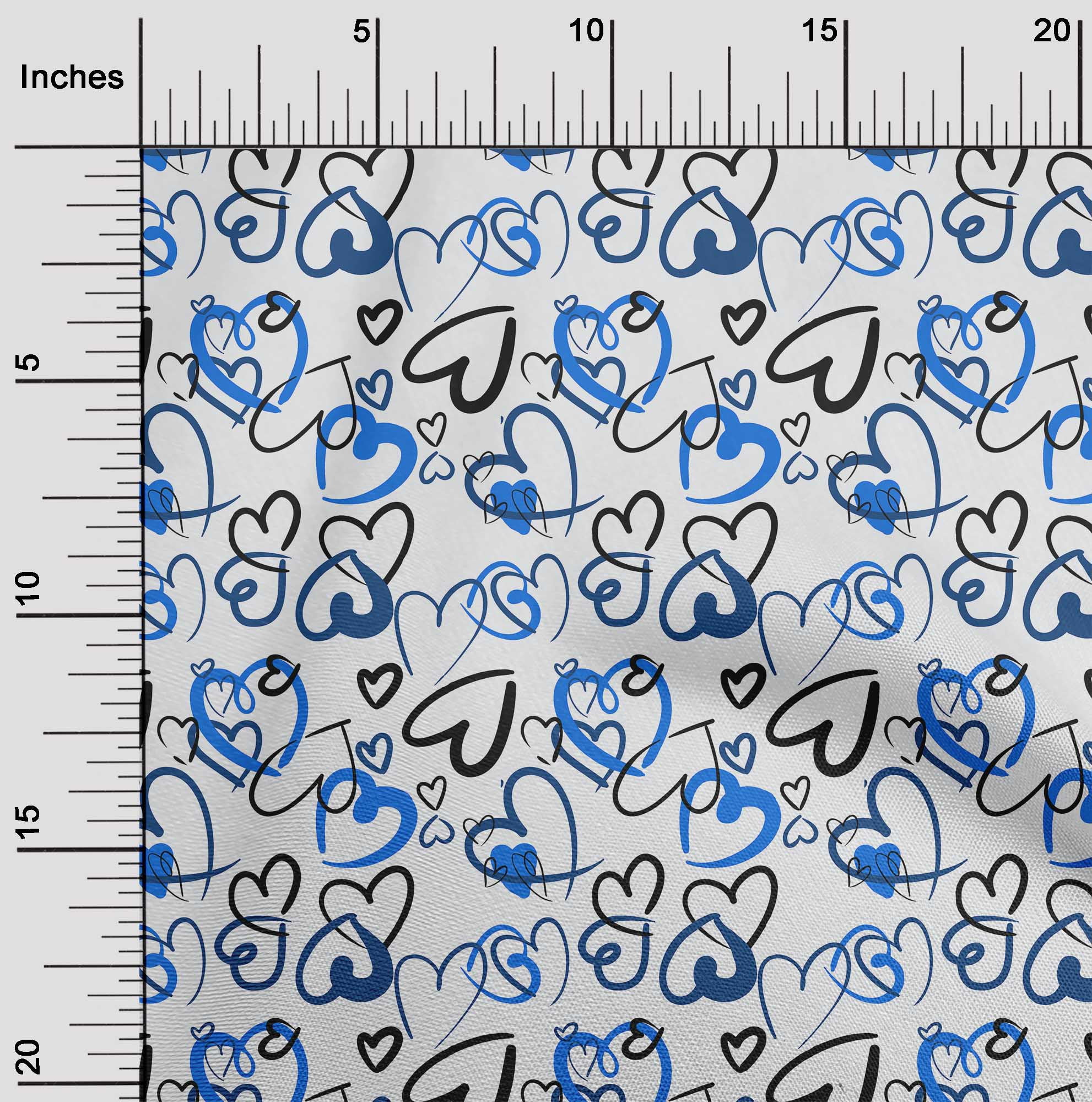 oneOone Cotton Cambric Medium Blue Fabric Valentine Heart Craft Projects Decor Fabric Printed By The Yard 42 Inch Wide