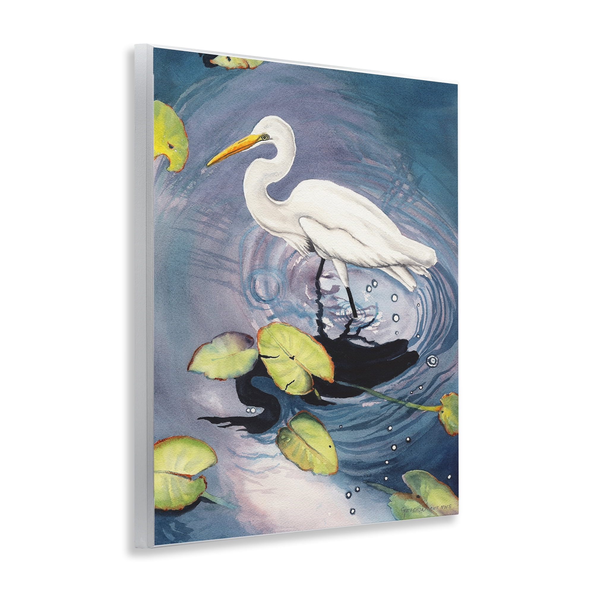 Stupell Industries Heron with Pond Ripples Animals & Insects Painting Unframed Art Print Wall Art, 11 x 14