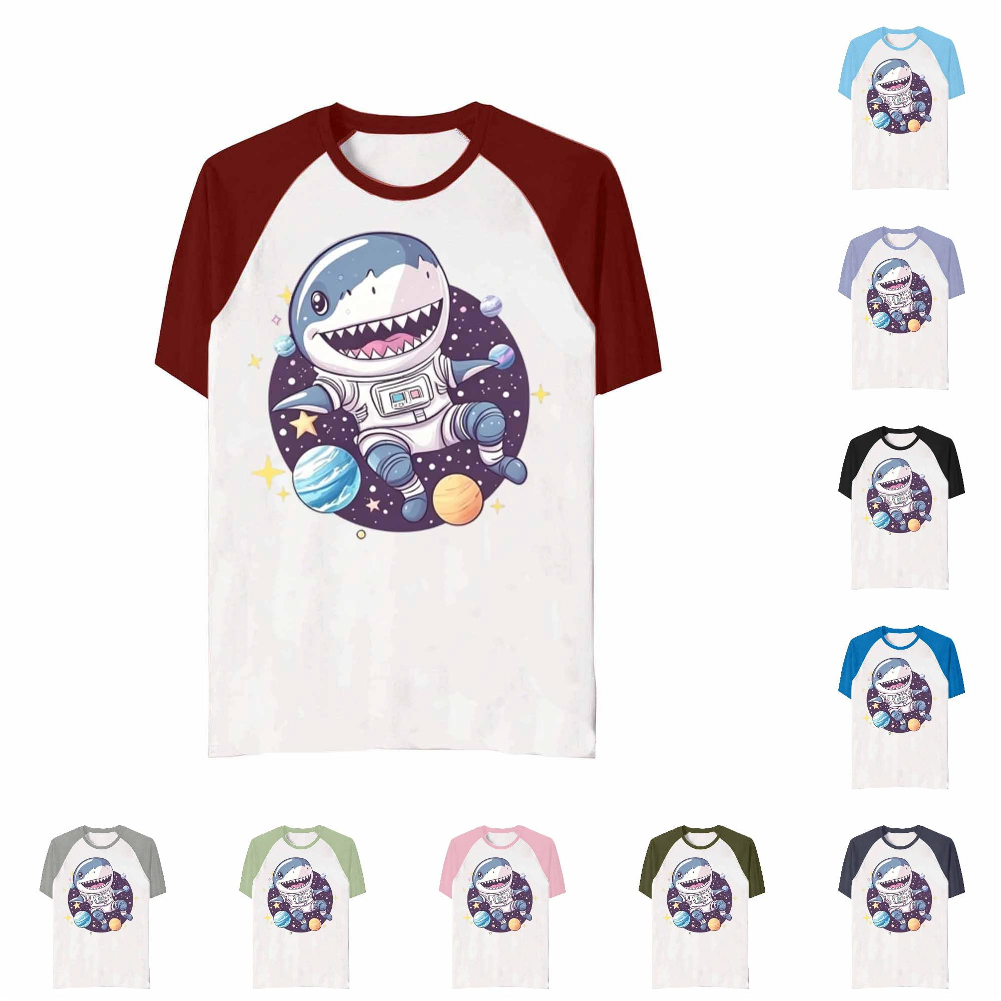 WERYOUNG Boys Summer T Shirts Short Sleeve Crewneck Cartoon Print T-Shirts For Boys Lightweight Everyday Tee Versatile Tops 13-14 Years