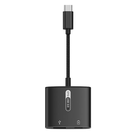 QUSENLON 2 in 1 Type C Splitter OTG Cord Hub Power Adapter Cable for Cell Phone Tablet Computer USB 3.0 OTG Converter Cord