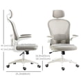 thumbnail image 2 of Grey Mesh Office Chair with Adjustable Headrest & 4D Lumbar Support - Ergonomic Computer Desk Chair for Home Office, Living Room & Study – 47.2" H, 2 of 7