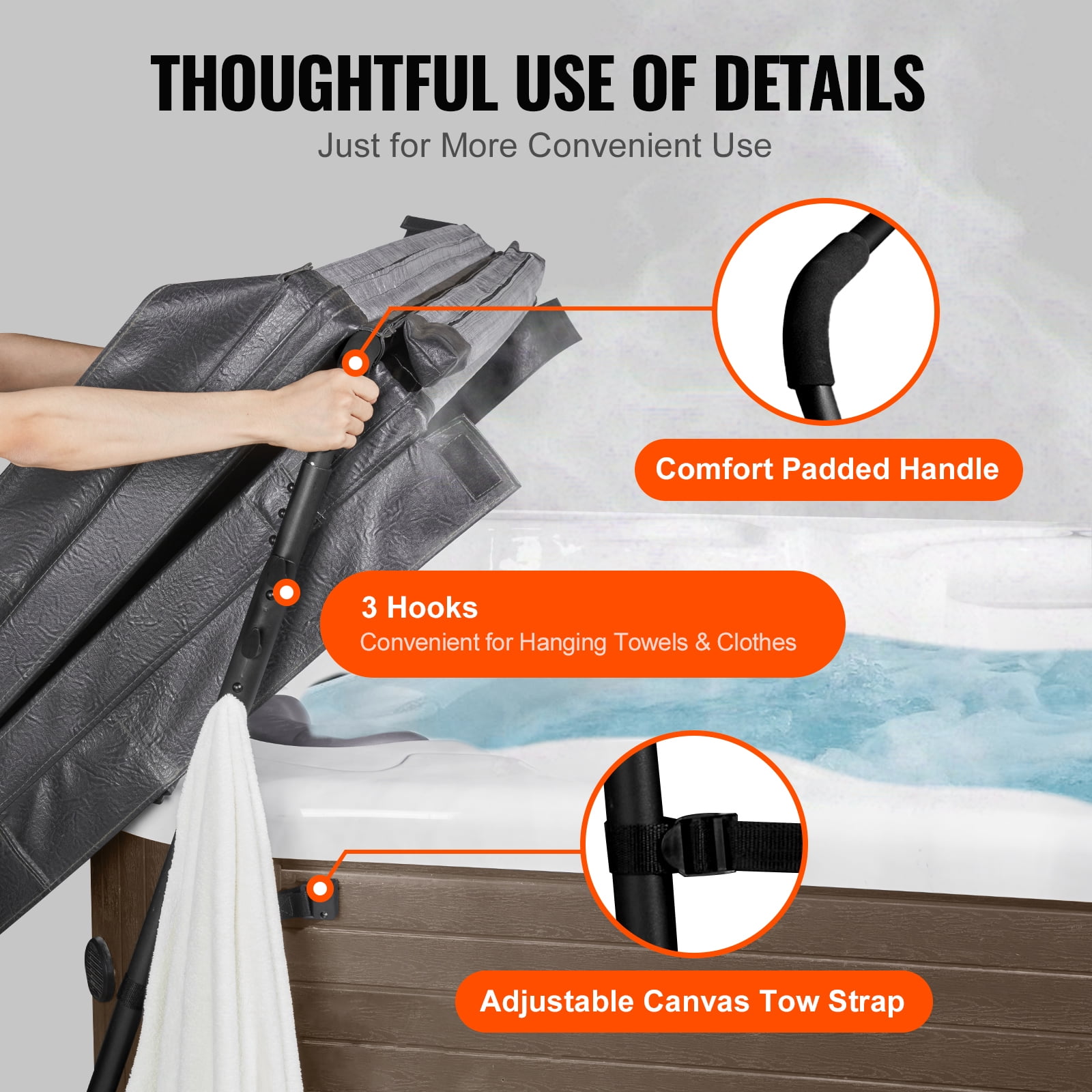 KFFKFF 31.5-41.3 in Hot Tub Cover Lift Height Adjustable for Hot Tub Spa