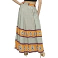 thumbnail image 2 of Bimba Women's Cotton Elastic Waist Gray Block Print Cotton Summer Maxi Skirt-S, 2 of 2