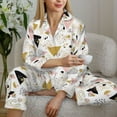 thumbnail image 4 of Goofa Geometric Triangle Printed Women’s 2 Piece Pajama Set Super,Pajamas Women's Long Sleeve Sleepwear Soft Button Down Loungewear Pjs Lounge Set Nightwear-Medium, 4 of 9
